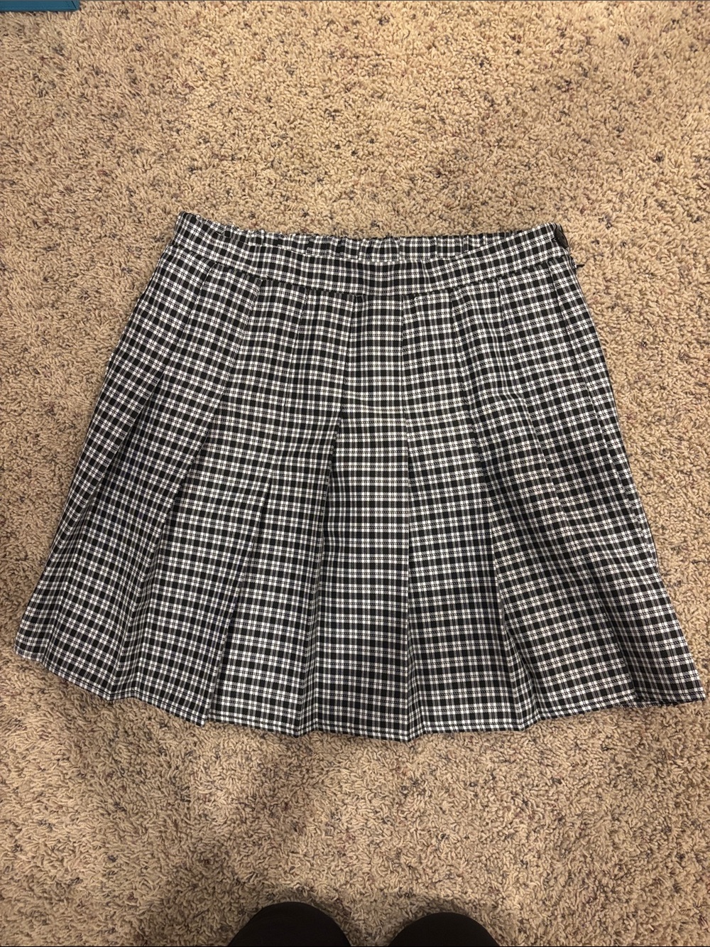 Rewind Black & White Plaid Pleated Mini Skirt